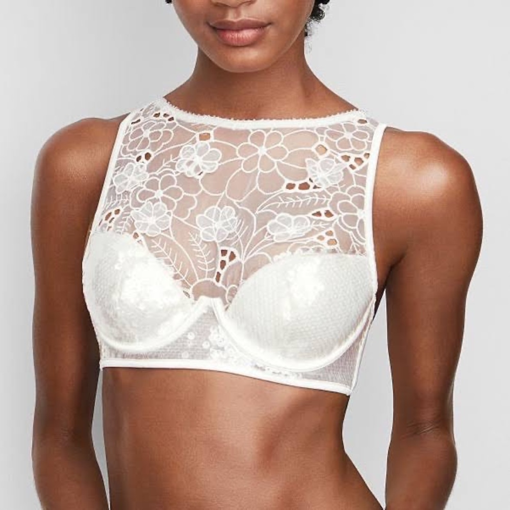 32B Victoria’s Secret white bridal sequin bra